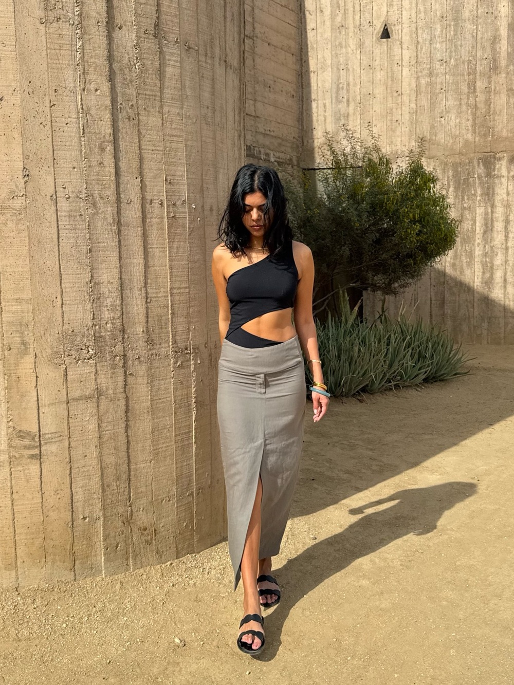 St. Agni Wide Waistband Column Skirt